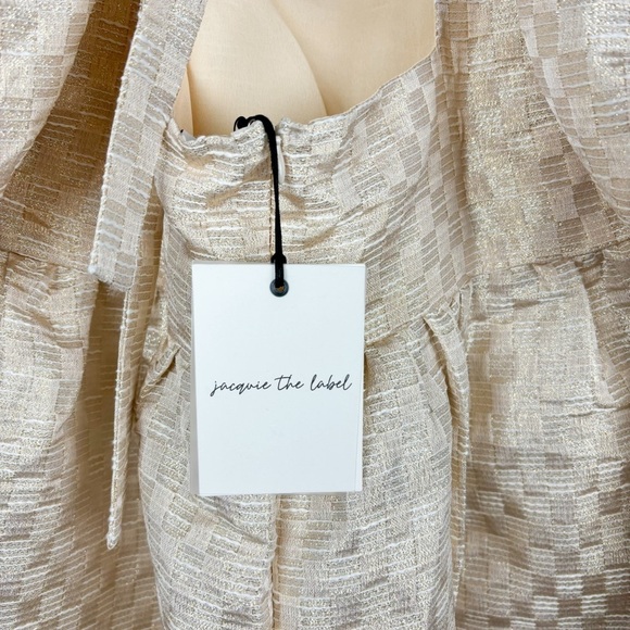 NWT Jacquie The Label Metallic Gold Puff Sleeve Babydoll Dress Sz L - Picture 9 of 12